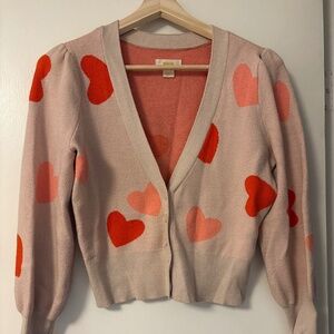 Maeve Heart Print Cardigan S